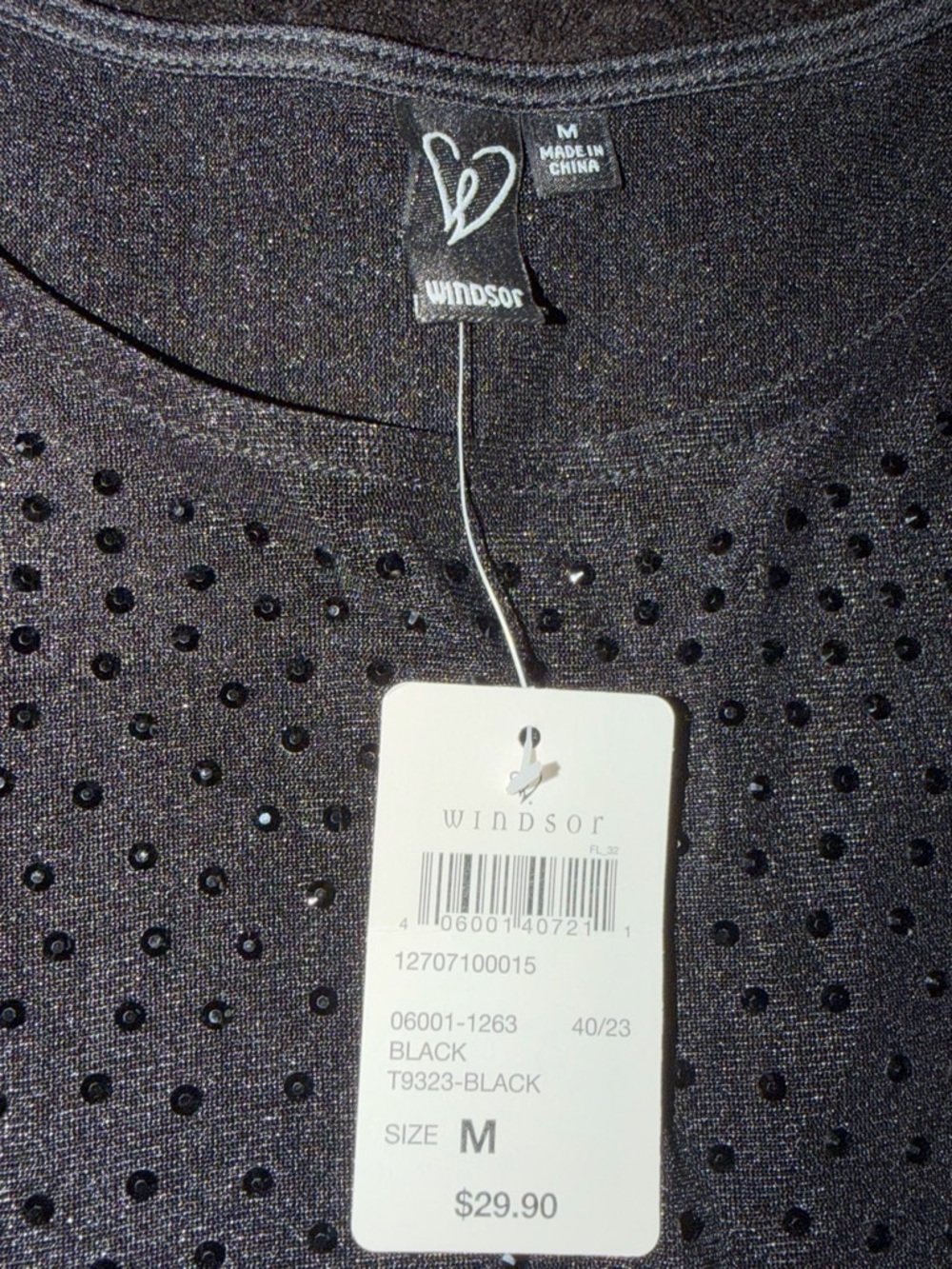 Windsor Black Embellished Top - M